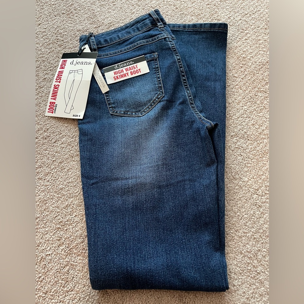 d. jeans High Waist Skinny Boot Jeans - Blue, size 6